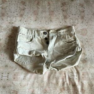 One Teaspoon Le Surf Light Blue Distressed Bandits Jean Shorts